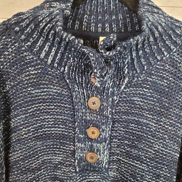 Anthropologie Pilcro Mega Henley Sweater Button Up Blue Heathered Knit, SZ 3XL - Picture 4 of 14